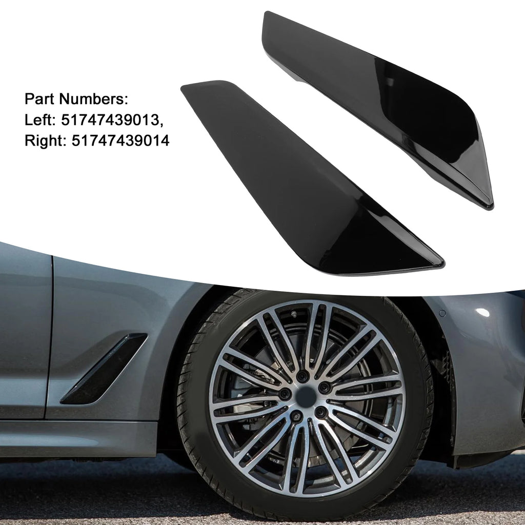 1 Pair Car Front Side Air Duct Trim 51747439014 Left Right Black Side Wing Air Outlet Cover for BMW 5 Series G30 G31 2017-2023