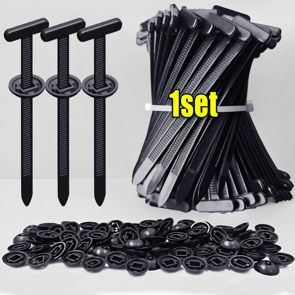 1000-100set Self-locking Nylon Universal Cable Tie Buckle Heavy Duty Zip Ties with Pin & Button Car Daily Repair Fastening Strap