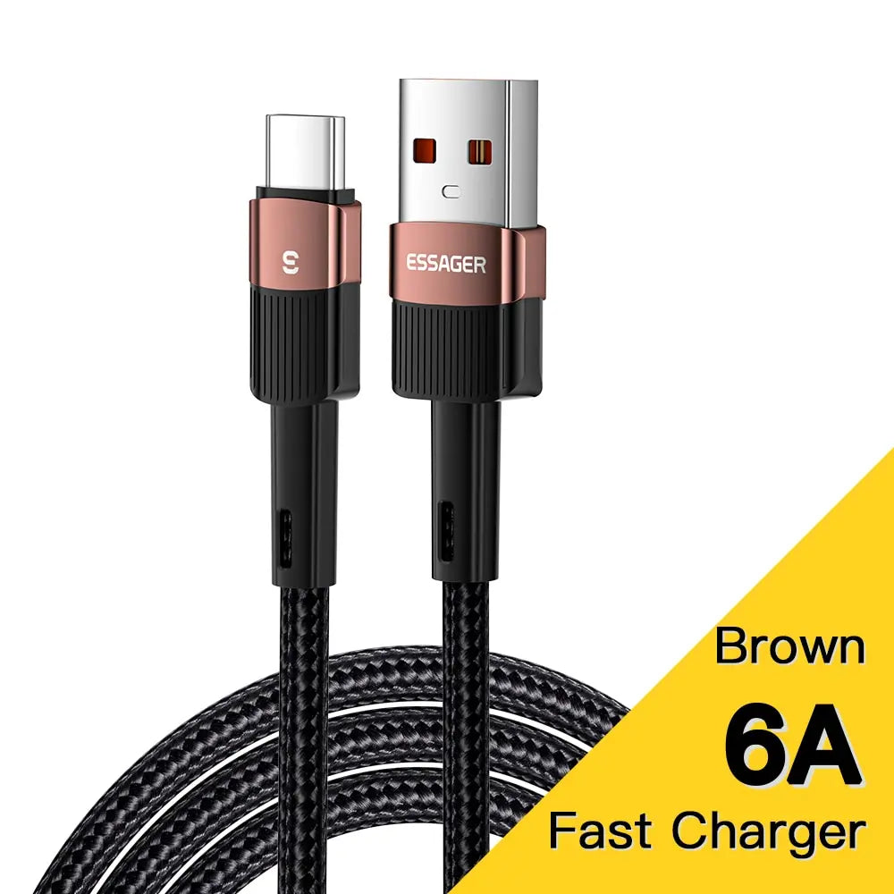 Essager 6A Type C USB Cable Fast Charging For Huawei P40 Pro P30 66W Wire Charger Data Cord For Samsung S21 Ultra S20 Poco