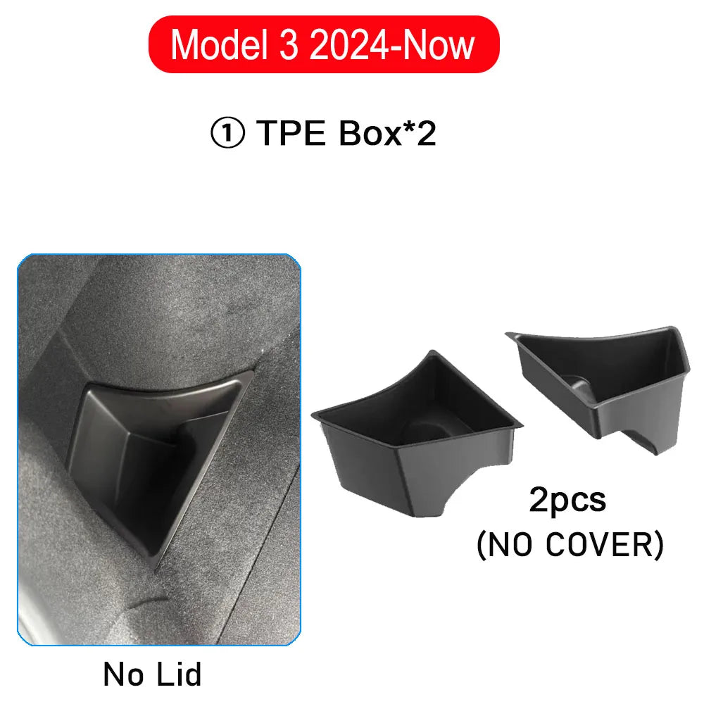 Car Trunk Side Left Right Tidying Packet Storage Box For Tesla Model 3 2024 2025 TPE Felt Mat Cover Organizer Travel Accessories