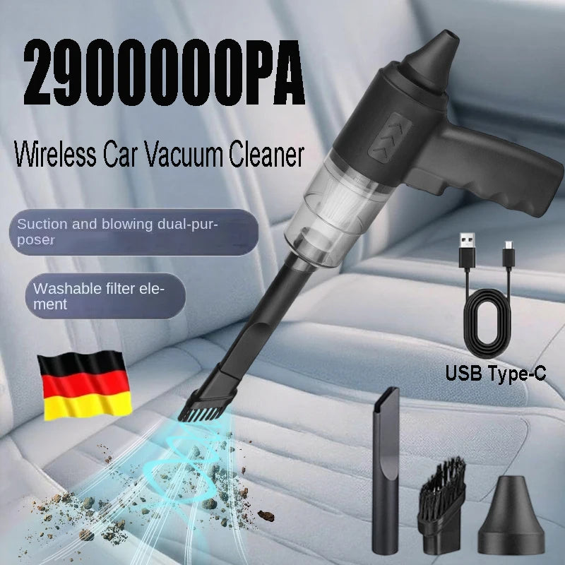 2900000PA Car Wireless Vacuum Cleaner 120W Powerful Portable Handheld For Home & Auto Lightweight Cordless Rechargeable