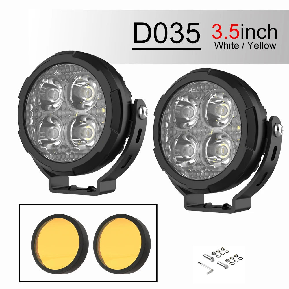 BraveWAY LED Motorcycle Spot Light 4.5 Inch Driving Lamps for Moto Off-Road Truck Tractor 4x4 Work UTV Auxiliary Headlights