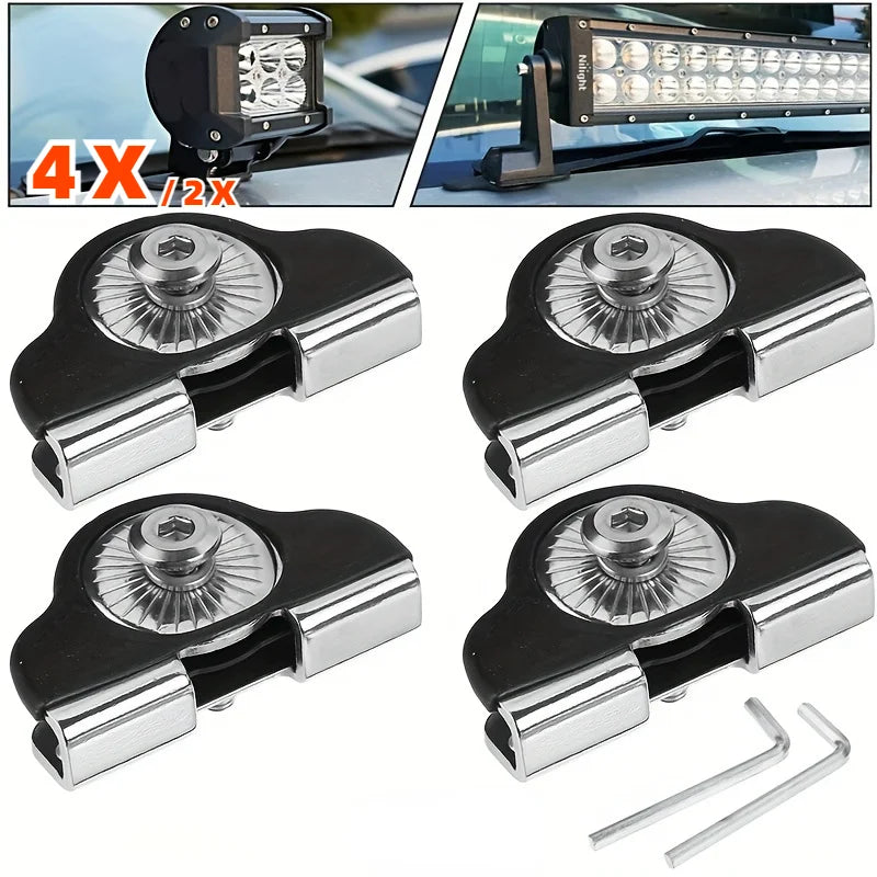 4/2PCS Universal Car Hood Mount Mounting Brackets Stainless Steel Led Work Light Bars Clamp Holder ( without Lamp ) 2Pcs