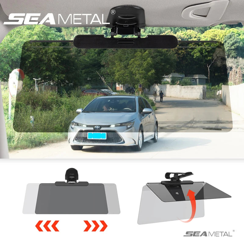 SEAMETAL Car Sun Visor Sunshade Goggles Anti-UV Adjustable Car Mounted Mirror Sun Visor Extender Safety Driving Car Accessories