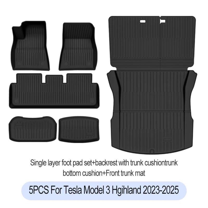 2023-2025 For Tesla Trunk Mat For  Model 3 highland Floor Mat  Luggage Mat TPE waterproof Anti-Slip Set Floor Liner Mats