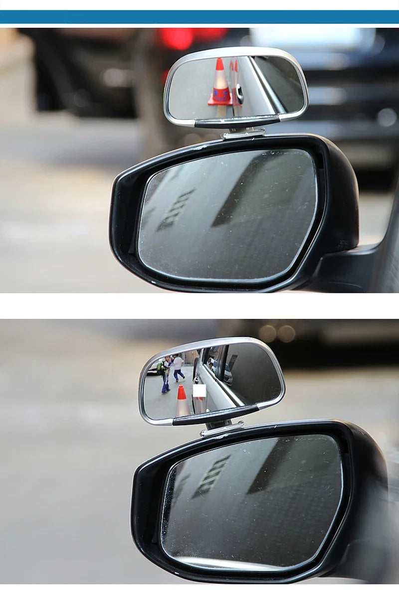 1 Pair 360 Degree Rotation Adjustable Rear View Mirror Car Blind Spot Mirror Wide Angle Lens for Parking Auxiliary Mirror
