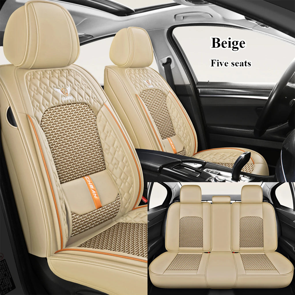Ergonomic Car Seat Cushion – Nappa Leather & Ice Silk, High-Resilience Sponge, All-Season Comfort for Most Vehicles