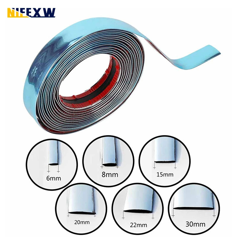 3M/5M Chrome Moulding Trim Car Door Protector Stickers Strip Bumper Grill Car Anti-Collision Tape Door Edge Guard Plate Sticker