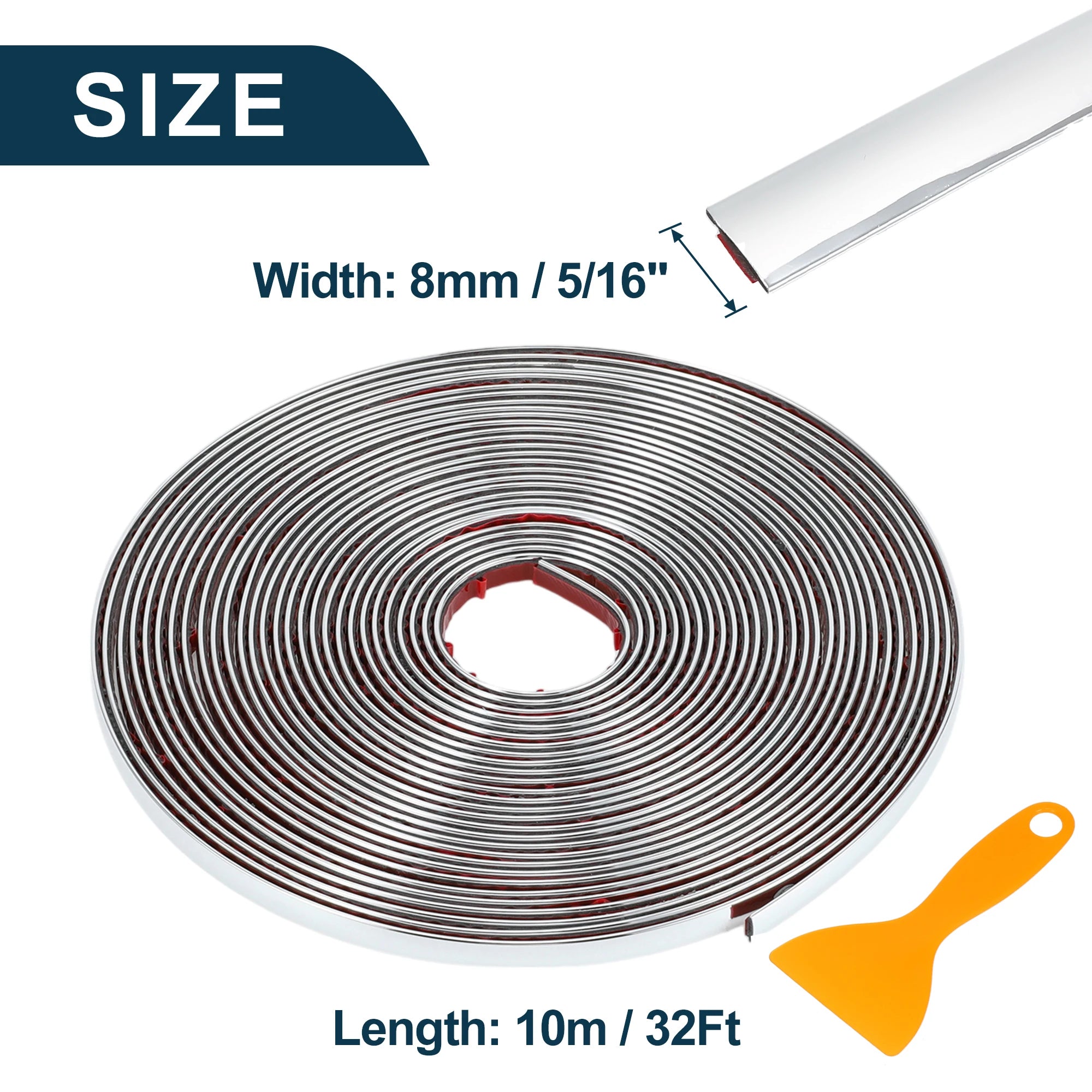 Uxcell Car Chrome Trim Molding Body Window Seal Rubbing Strip Bumper Anti-Collision Strip for Auto DIY Shiny Self-Adhesive Strip