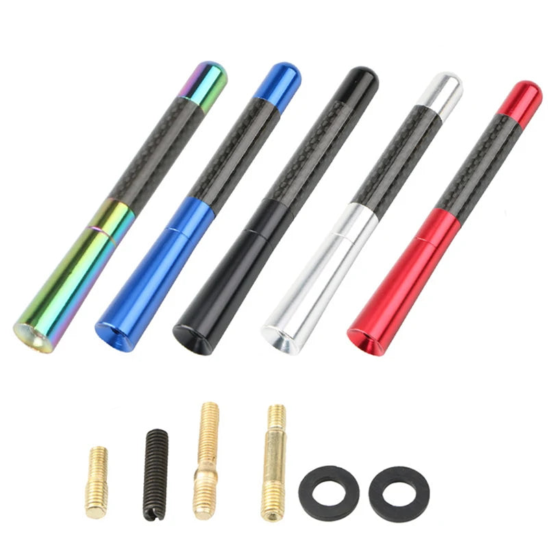 1.5x12cm Car Signal receiver Universal Multi-color Carbon Fiber Antenna Red Blue Black Silver Colorful Auto Accessories 7Pcs/set