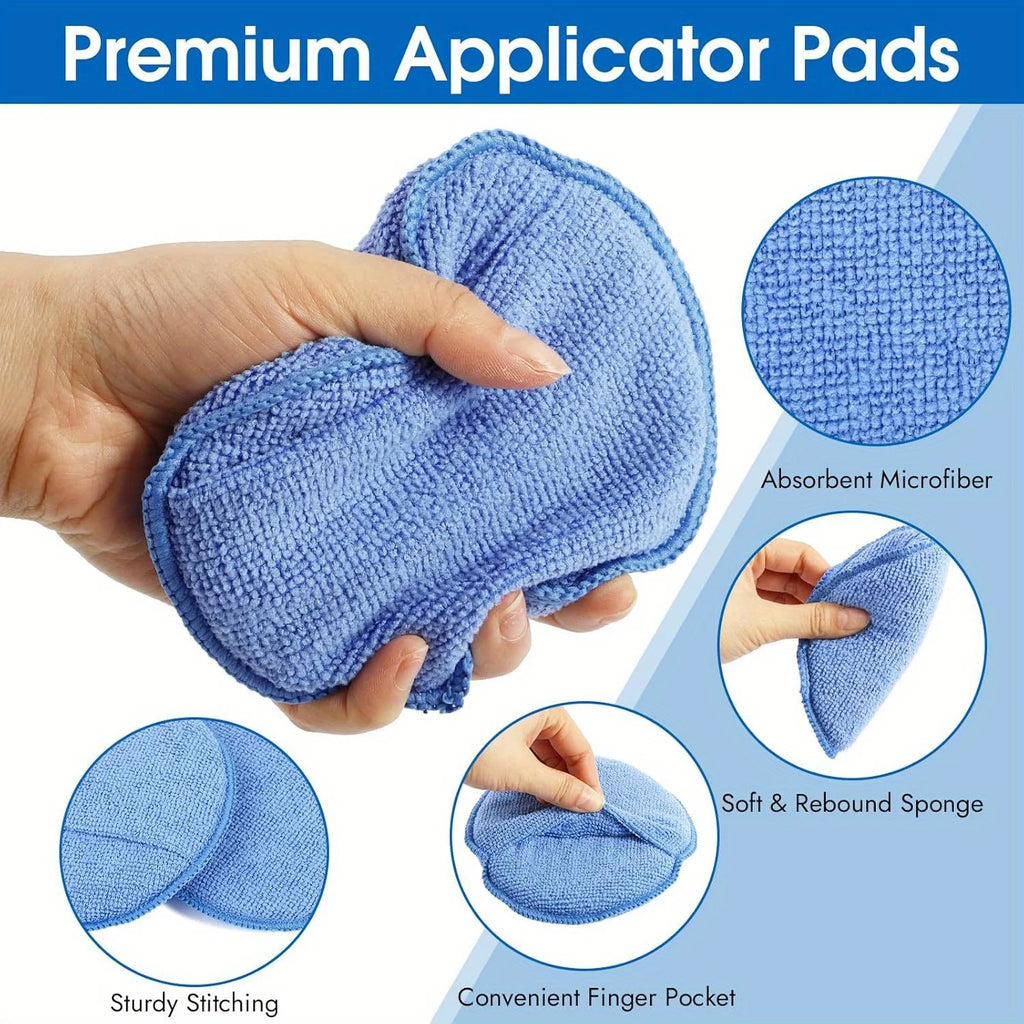 5PCS Car Detailing Applicator Pads, Car Care Waxing Polish Sponges Soft Microfiber Round Pocket Foam Sponges, Car Cleaning Tools