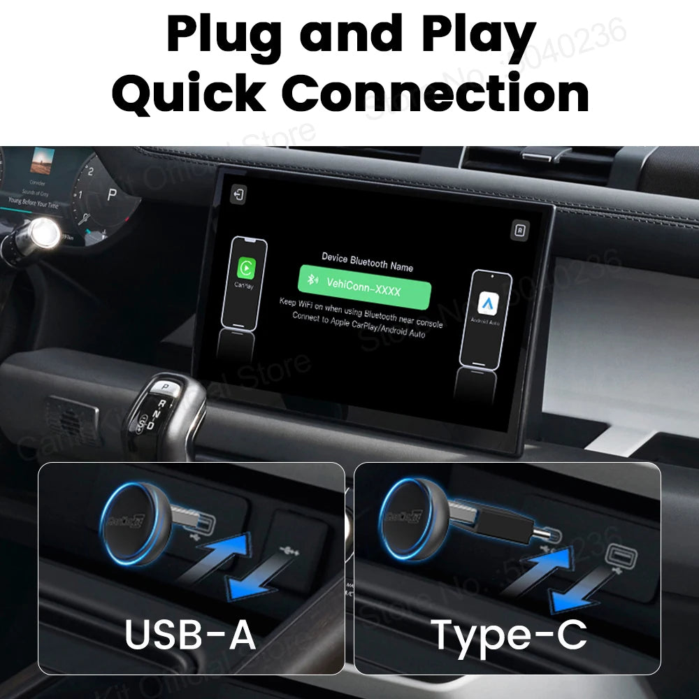 Mini Ultra 3 CarlinKit 5.0 Wireless Adapter Wireless CarPlay Android Auto For OEM Car Plug & Play WiFi Bluetooth Auto Connection