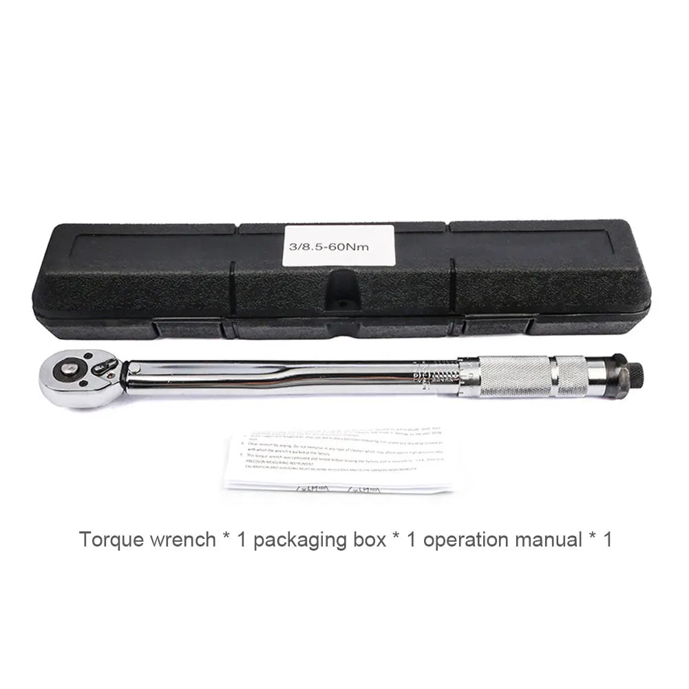 5-60N.m Precise Torque Wrench Reversible Ratchet Key 3/8 Inch Adjustable Square Drive Spanner Precise Preset Car Repair Tool