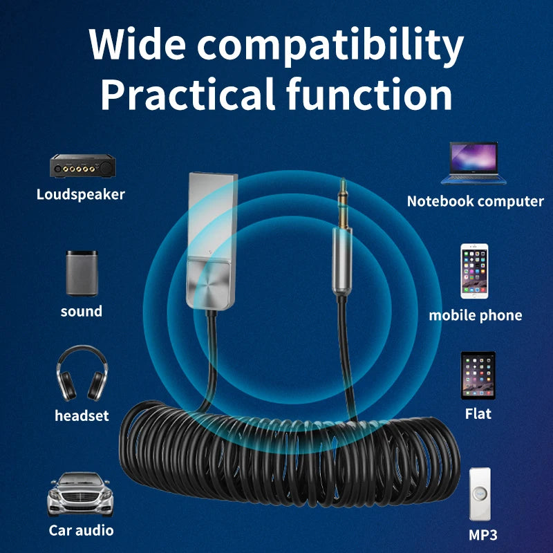 Bluetooth 5.5 Car Kit AUX Audio Receiver USB To 3.5mm Hifi Stereo Music Navigation Handsfree With Mic Wireless Adapter Transmit