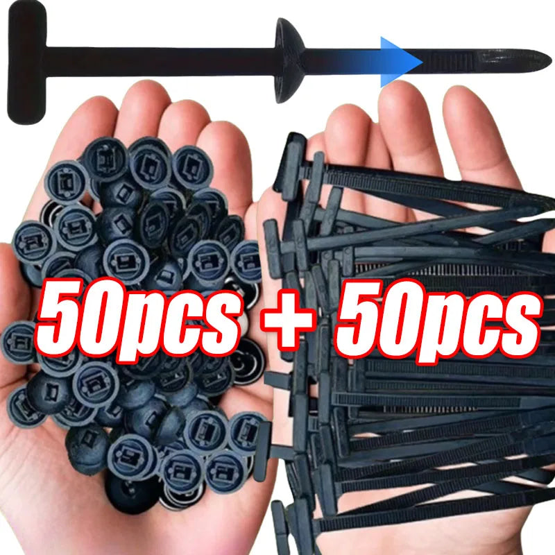 Universal Nylon Cable Tie Buckle Auto Fastener Screw Replacement Clip Car Fender Trunk Engine Guard Panel Wire Management Secure