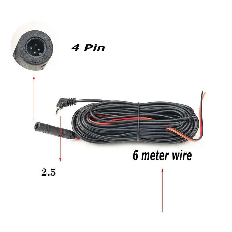 4-pin 5-pin streaming dashcam rear camera extension cord 2.5mm jack reversing image extension cord