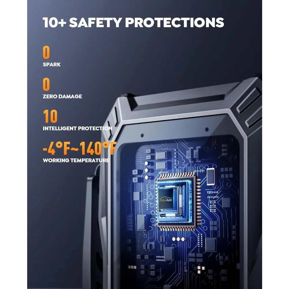 YaberAuto 10-in-1 Jump Starter with Air Compressor 6000A 150PSI Portable Car Battery Jump Starter (All Gas/10L Diesel) Jump Box