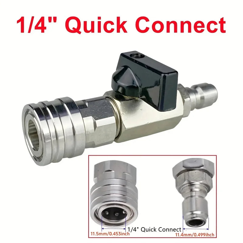 High-Pressure Car Wash Ball Valve with 1/4" Quick Connect - On/Off Switch, 4500 PSI