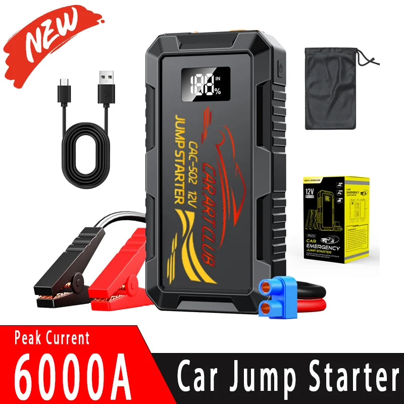 NEW Jump Starter Power Bank 6000A Portable Car Battery Starter For 12V Car Emergency Booster Starter Starting Device