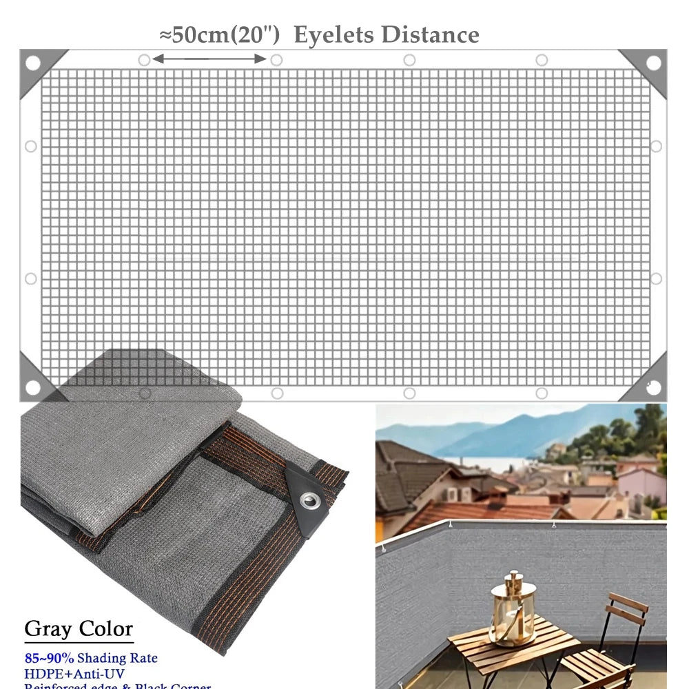 90% Shading Breathable Balcony Privacy Screen Outdoor Sun Shade Net Gazebo Patio Shade Cloth Screen Garden Fence Netting