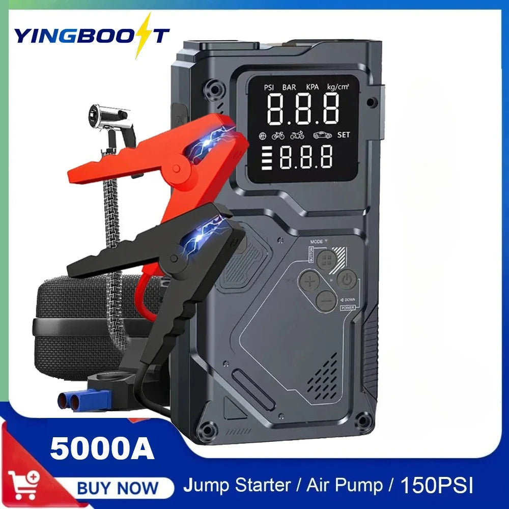 YINGBOOST Car Jump Starter with Air Pump Peak 4000A Auto Battery Booster &150PSI Tire Inflator Jump Starter with Air Compressor