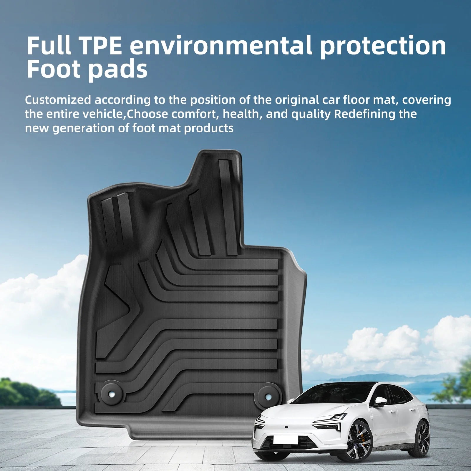 for Polestar 4 2023-2024 Car Floor Mats Protective Mat Car Interior Accessories TPE Waterproof Cargo Liner Trunk Mat Left Rudder