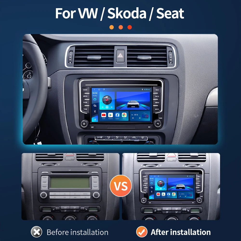 GRANDnavi Android13 Car Radio GPS For VW Volkswagen Skoda Octavia Golf 5 6 Touran Passat B6 Polo Jetta 2Din Multimedia Player