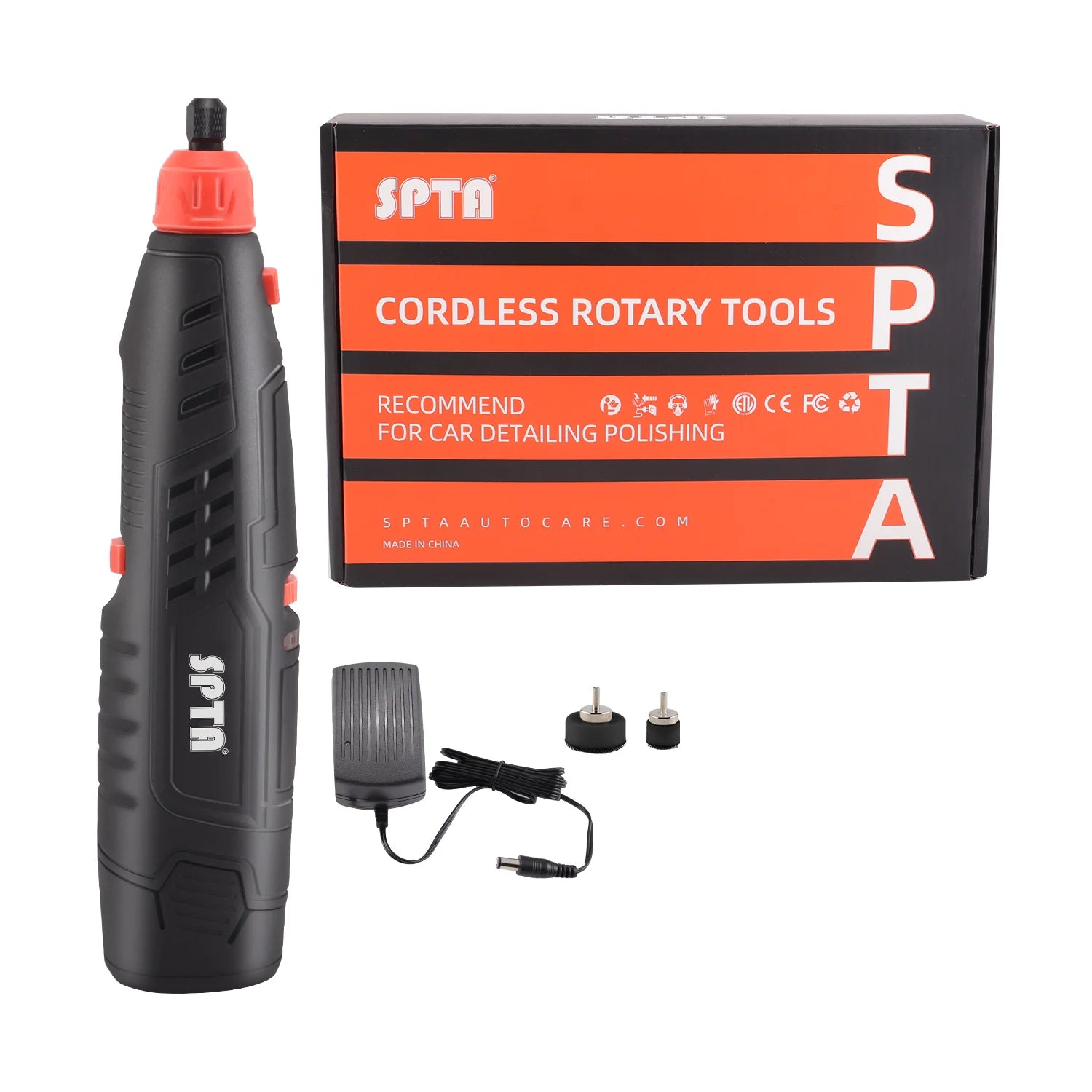 SPTA 12V Cordless Rotary Mini Car Polisher ,Car Electric Drill, 5,000-25,000 RPM Small Buffer Polisher Polishing Foam Pad Set