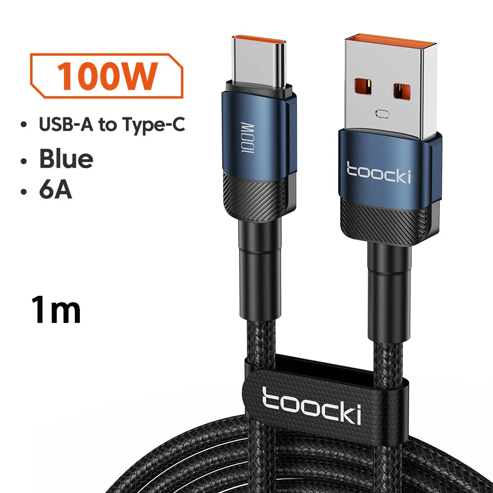 Toocki 6A USB Cable to Type C Wire for Samsung Huawei OPPO POCO PD100W Fast Charging Charger USB C Data Cord for Oneplus Xiaomi
