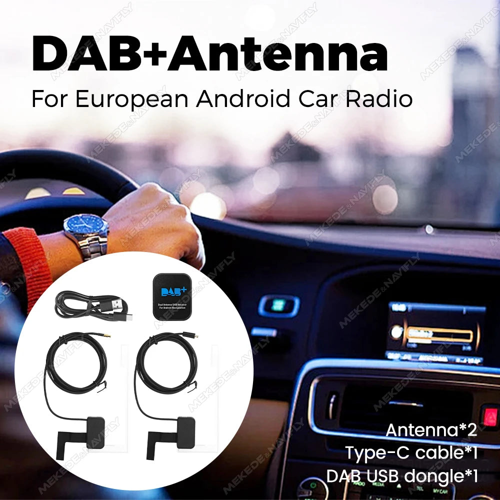 MEKEDE Dual Antenna DAB+ Adapter Type-C MCX Antenna Interface for European Digital Broadcast Universal Android Car Radio Navi