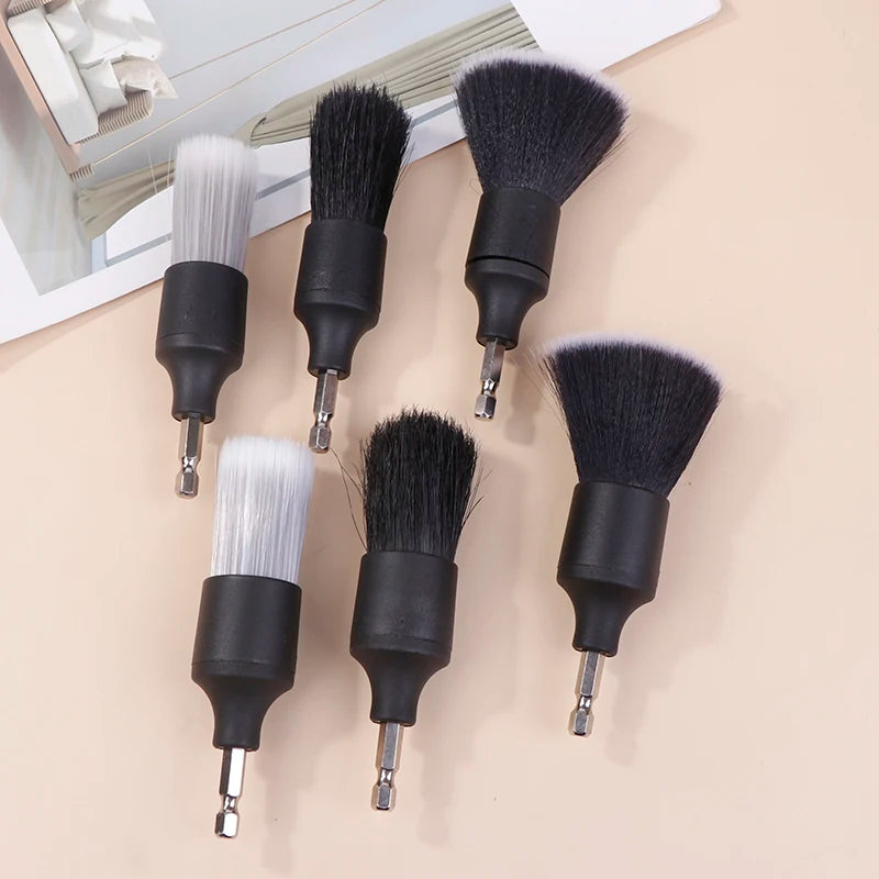 3 PCS Car Detail Drill Brush Set Boar Bristle Brush for Interior Cleaning Crevice