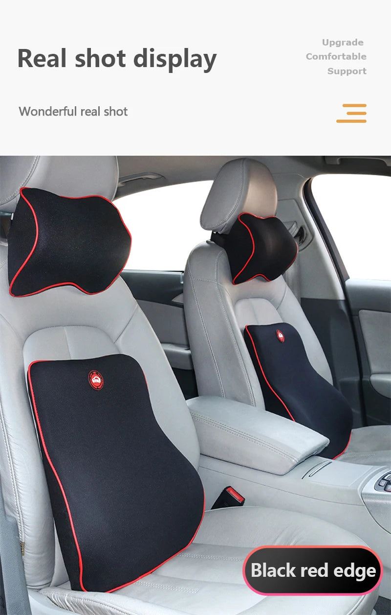 Memory Foam Car Seat Pillow Car Neck Pillow Protective Lumbar Back Support Breathable Car Headrest Cushion For Travel