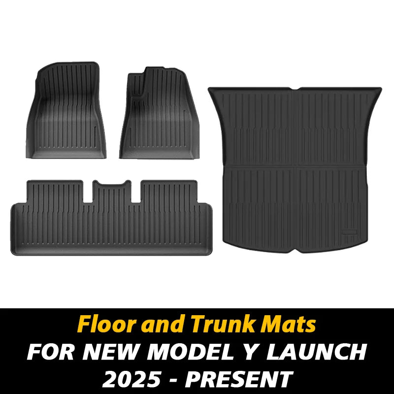 For New Tesla Model Y Launch 2025+ Juniper TPE Floor Mat & Cargo Liner All Weather Trunk Mats Floor Liner Seat Backrest Mats