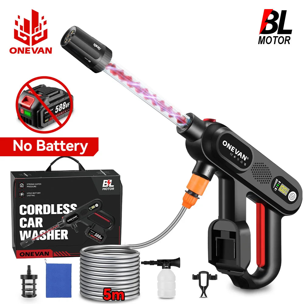 ONEVAN 3500W 220Bar Brushless Car Washing Machine Rechargeable  High Pressure Water Gun Wash Tools For Makita 18V Battery Pin