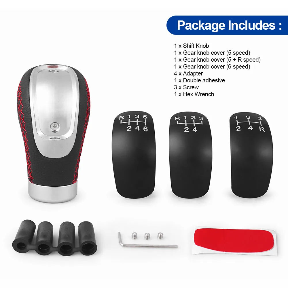5/6 Speed Universal R PU Leather Gear Shift Knob Manual Car Gear Stick Head Shift Replacement Knob Modified Shift Head
