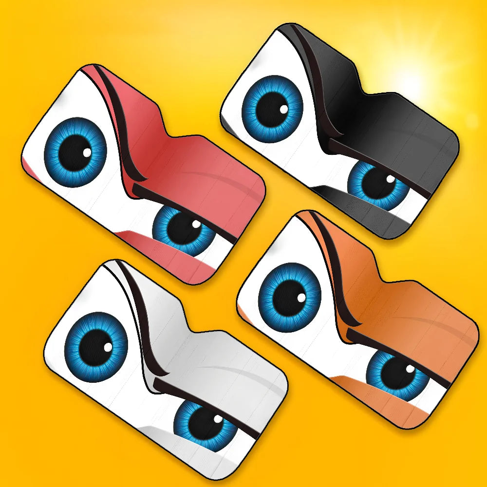 Cartoon Eyes Cute Car SunShade Windshield Foldable Three-layer Insulation Sunshade By Suction Cup Blocks UV Rays Sun