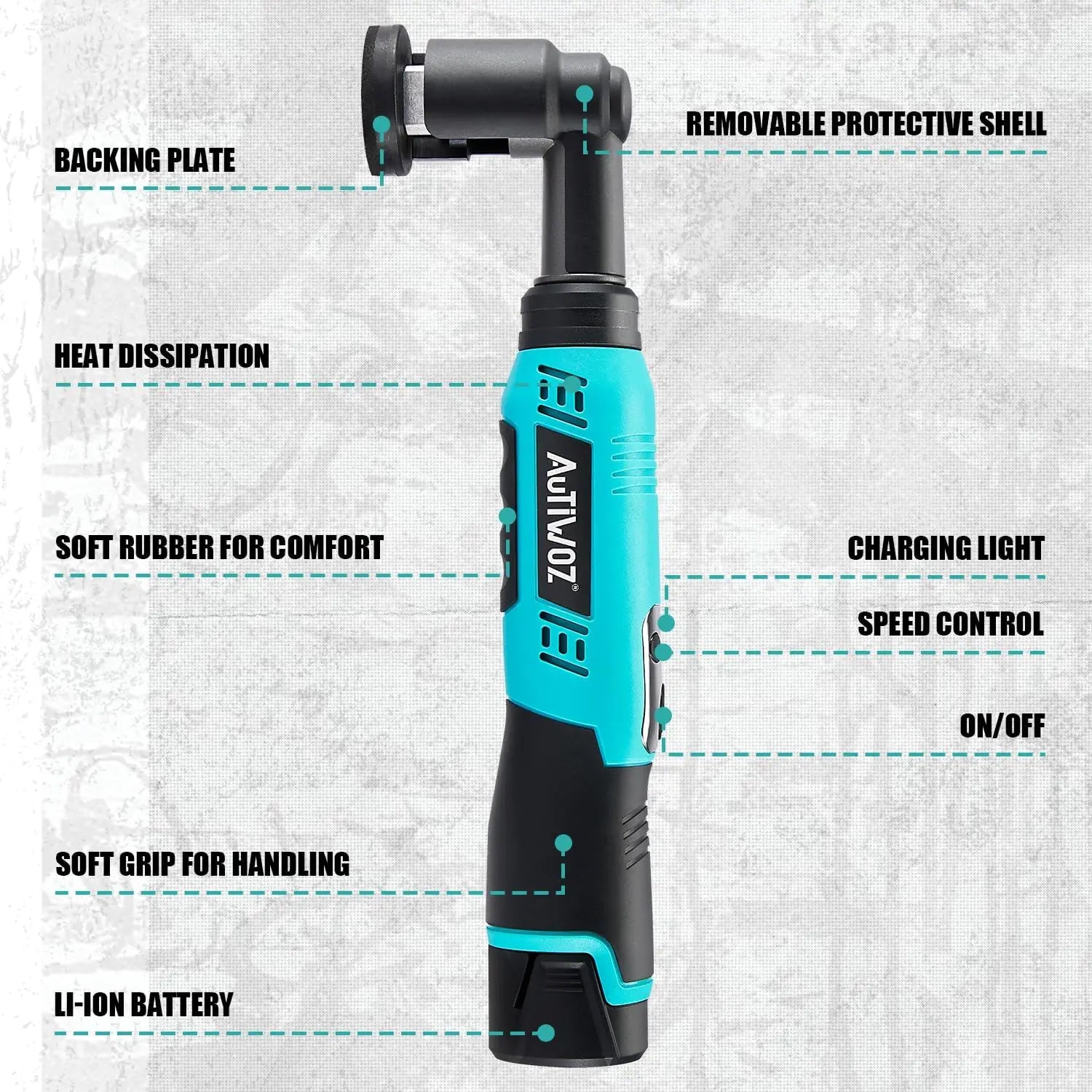 AUTIWOZ Cordless Mini Polisher 1/2/3 Inch DA & Rotary Buffer 12mm Orbit 6Speed Scratch Remover 2000mAh Battery