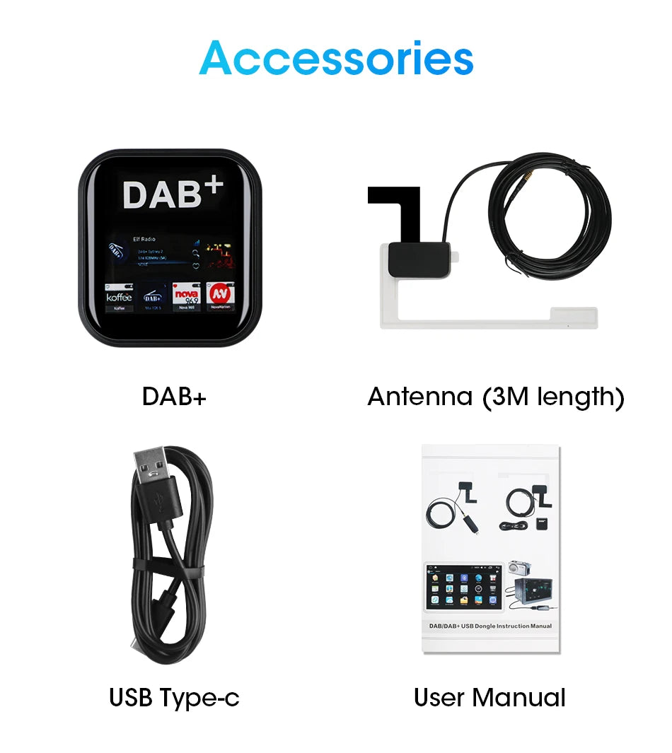 DAB/DAB+ Antenna With USB Adapter Android Car Radio GPS Stereo Receiver Player For Europe Universal Signal Head Unit Player