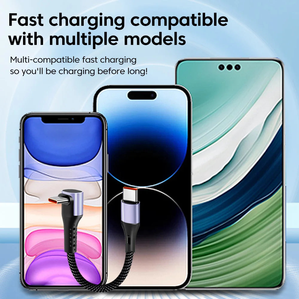 0.15/0.3M Short Cable 66W USB A/ USB C to Type C Fast Charging Cable Elbow Portable Power Bank Data USB C Cord For iPhone 15 16