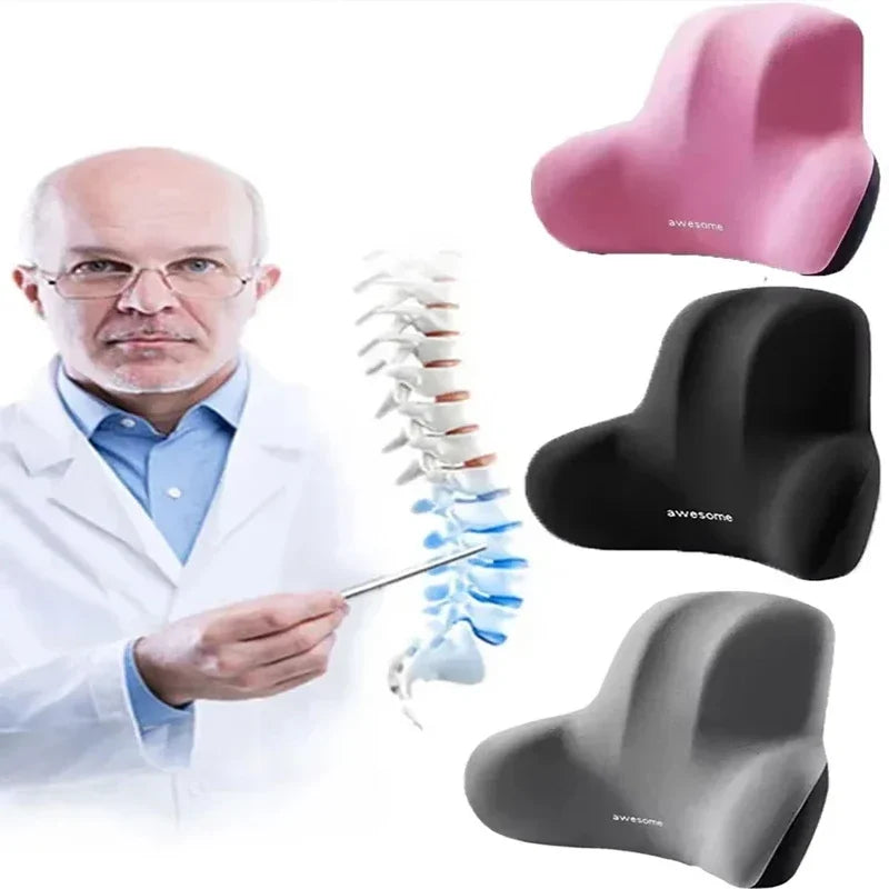 Memory Foam Headrest Lumbar Support Set Ergonomic Neck Pillow Back Cushion Car Driver Seat Comfort Breathable Polyester Fabric