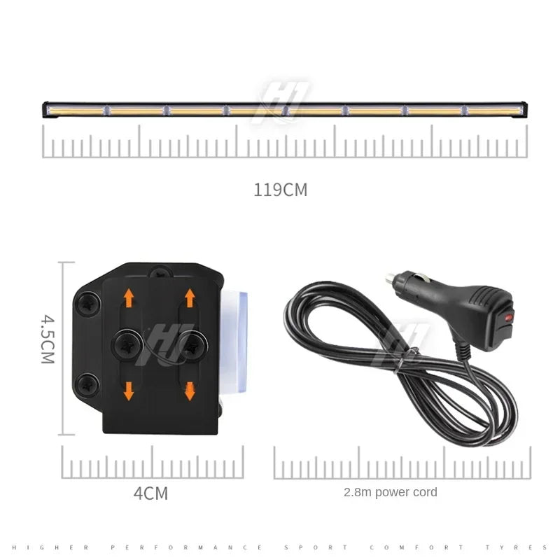 118cm 46.5" COB LED Light Bar with Flashing Lights for Car and Trucks Strobe Bar for Roadside Emergencies and Construction