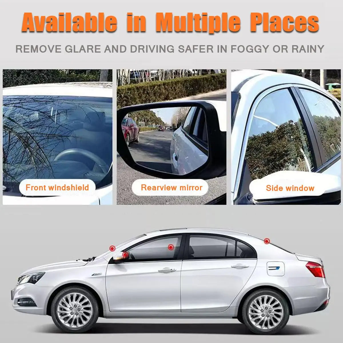 Glass Oil Film Remover for Car, 100ml Roll-On Glass Compound with Cleaning Board, Removes Oil Film & Smudges, Improve Clarity