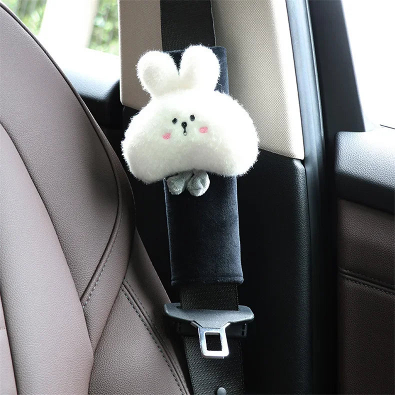 Woman Girl Neck Cushion Rabbit Car Accessories Seat Belt Shoulder Pad Animal Cervical Pillow Universal Headrest Cute Neck Pillow