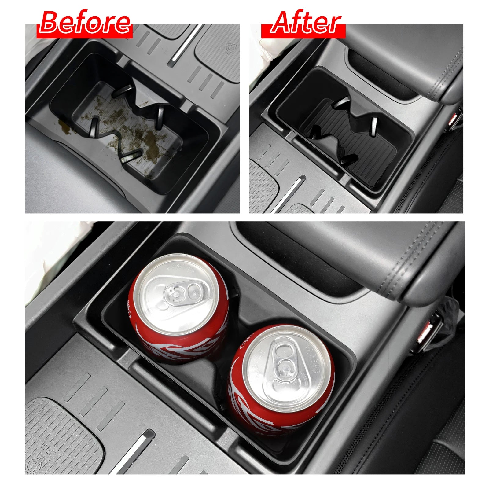 for Hyundai Santa Fe 2024 2025 2026 Storage Box Cup Holder Anti Dirt Pad Car Interior Accessories Organizer Tidying Black