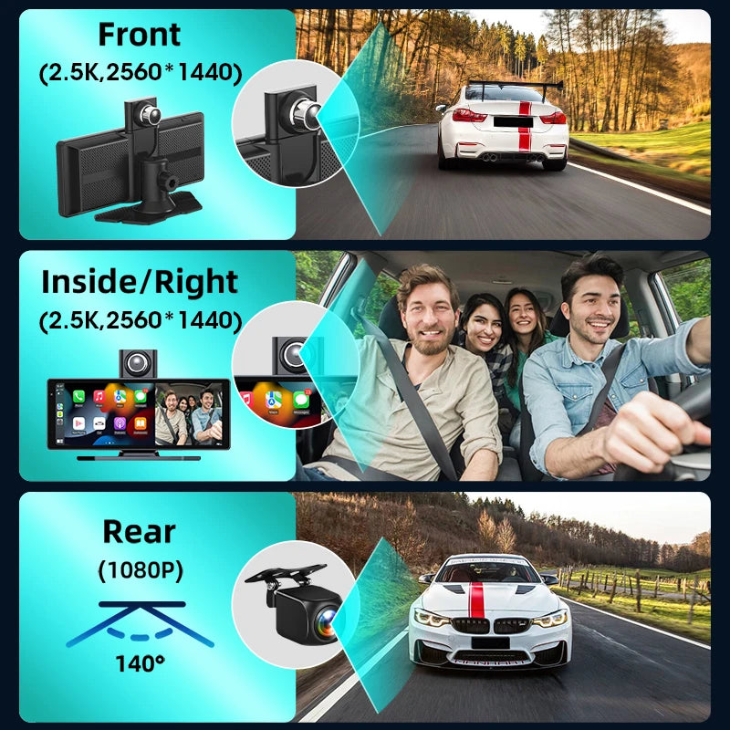 8.1 Inch Carplay & Android Auto 4K 2160P Wifi Dash Cam Rearview Camera Mirror Car DVR GPS Navigation Dual Lens Video Recorder