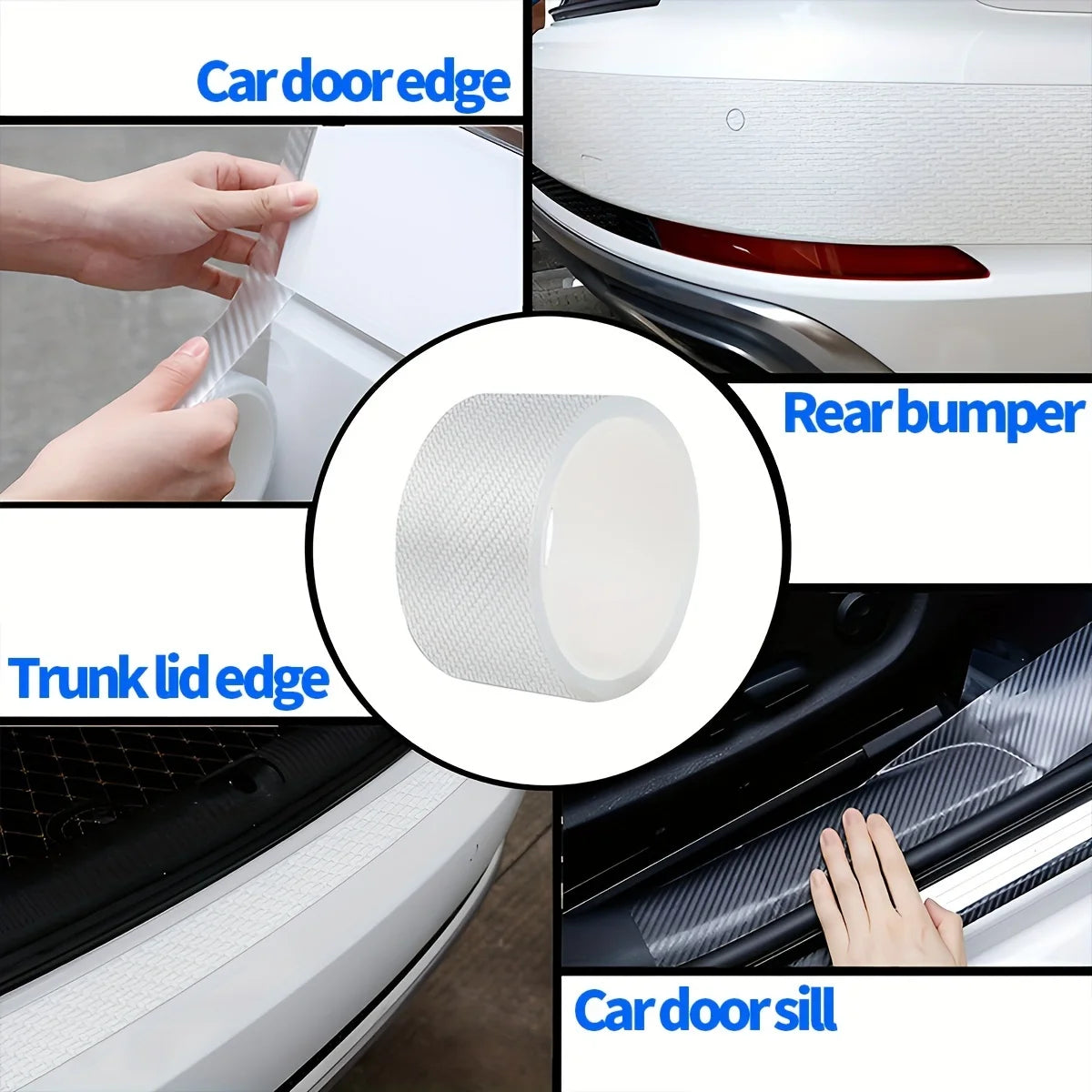 Carbon Fiber Car Door Edge Bumper Protector 3D Sticker Tape Wrap Transparent Anti-Scratch Film Vehicle Protect  Waterproof Body