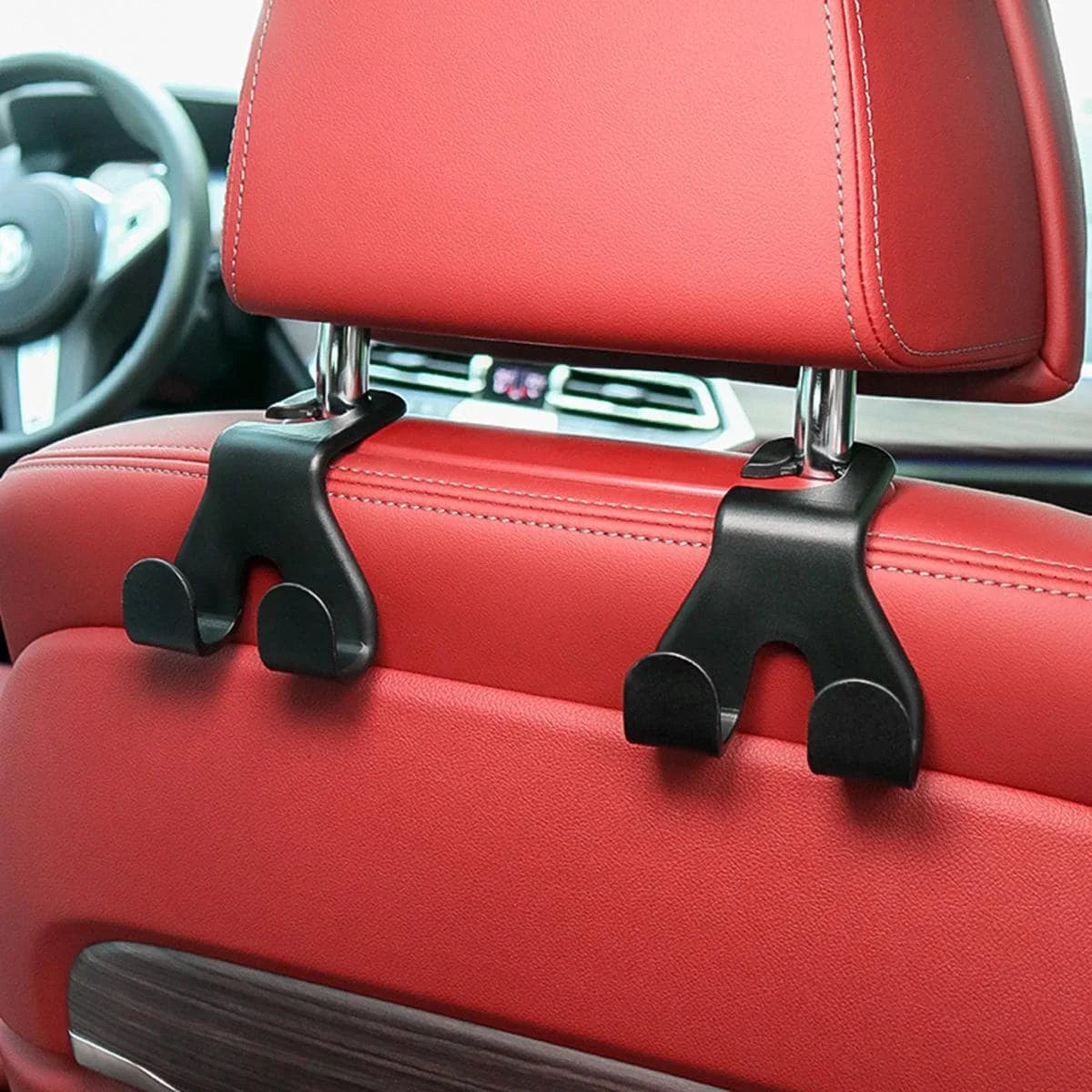 2pcs-Car Rear Seat Double Head Storage Hook Auto Seat Headrest Hanger Handbag Phone Holder Organizer Hook Clip Decor Car Gadget