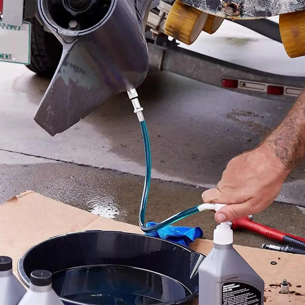 Lower Unit Gear Oil Pump with 3/8inch 8mm 10mm Adapters 1 Set for Standard Quart Bottles Mariner Outboards Motors