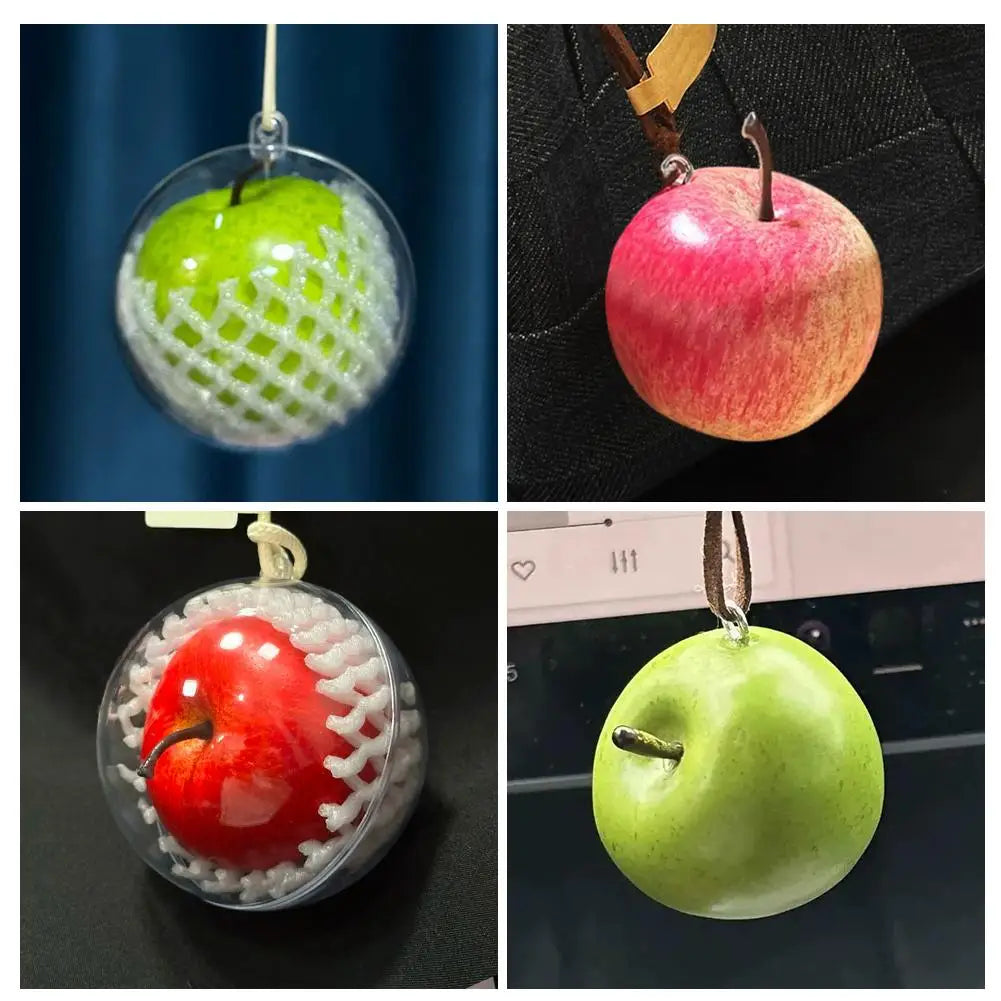Creative Apple Car Pendant Hanging Ornament Safe Travel Keychain Car Rearview Mirror Decoration Ornament Auto Interior Accessory