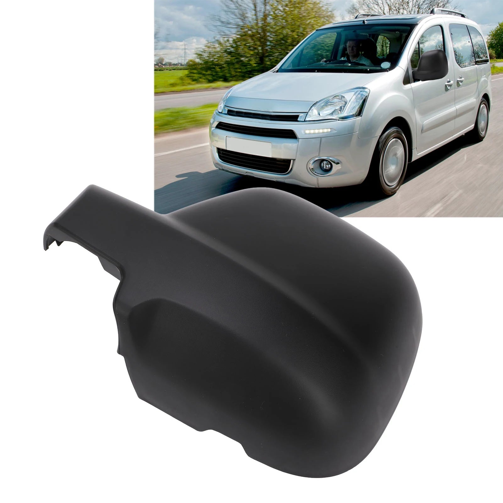 Rearview Mirror Cover Cap Black Stylish Scratch Resistant Wing Mirror Cap for Citroen Berlingo B9 2012 to 2018